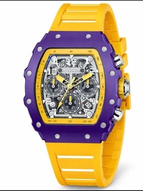Invicta Racing LA Nitro Purple and Yellow Multifunction Sport Chronograph Watch